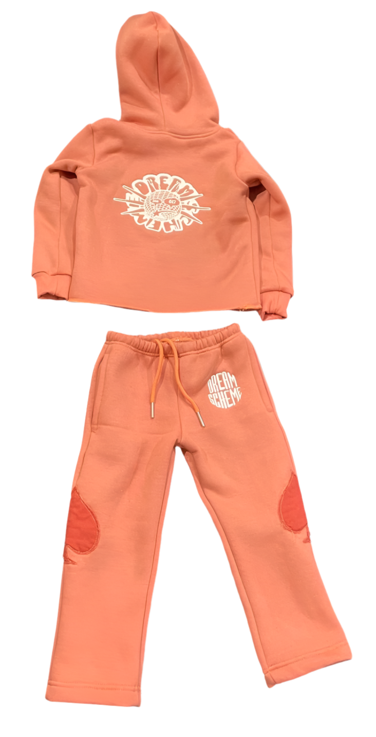 TODDLERS - PEACH ACES FLARED SET
