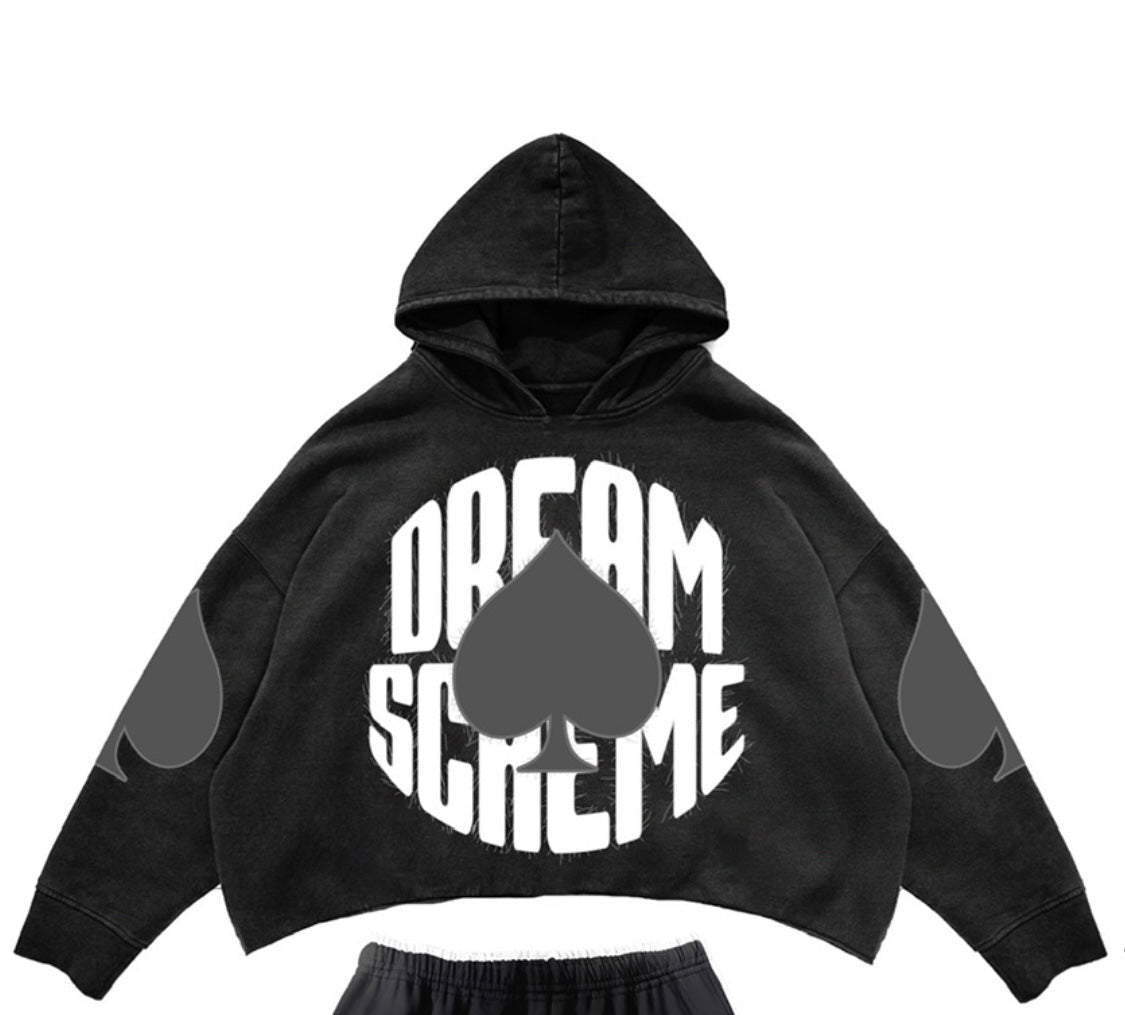 BLACK ACES CROPPED HOODIE