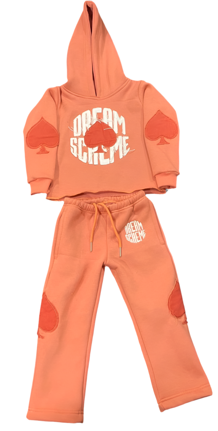TODDLERS - PEACH ACES FLARED SET