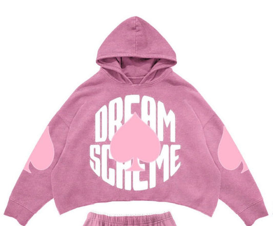 PINK ACES CROPPED HOODIE