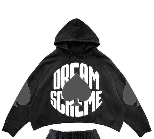 BLACK ACES CROPPED HOODIE