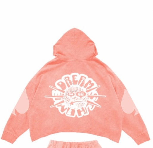 PEACH ACES CROPPED HOODIE